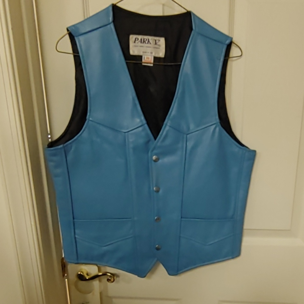 Blue leather vest
